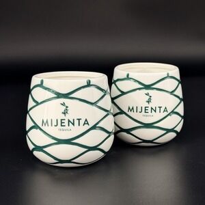Vintage Mijenta Tequila Ceramic Cups Pair - Agave - Made in Germany Barware